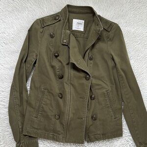 Olive Green Double-Breasted Women's Jacket